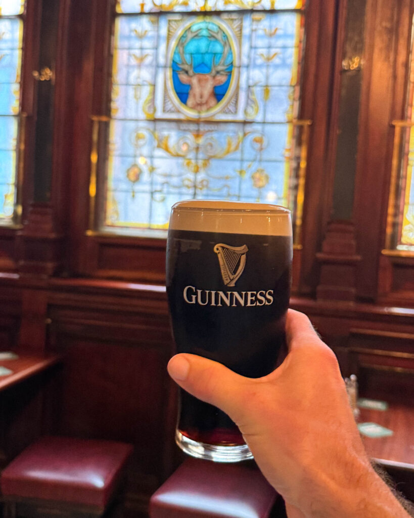 The Stag’s Head – First pint in Ireland. Dublin, Ireland in April 2024.